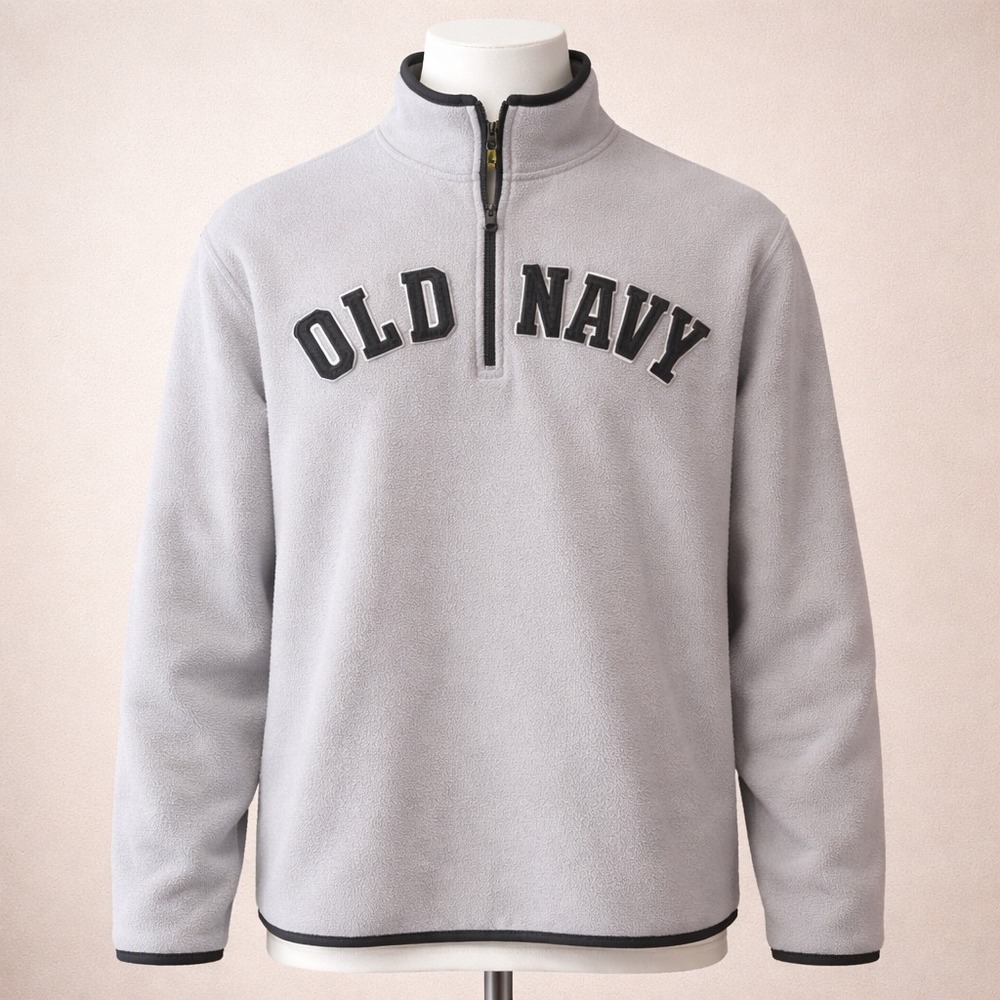 Old Navy Gray Fleece Half Zip Pullover Sweatshirt Mens Medium